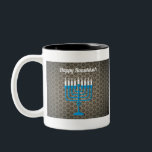 zwarte hanukka tweekleurige koffiemok<br><div class="desc">"black happy hanukkah", "hanukkah menorah", "happy hanukkah", channuka, channukah, chanukah, chanukkah, hannuka, hannukah, Hanukkah</div>