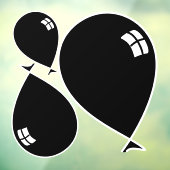 Zwarte Happy Balloons drie maten raam vastklampen Raamsticker (Vel 3)