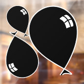 Zwarte Happy Balloons drie maten raam vastklampen Raamsticker (Vel 2)