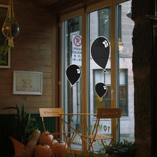 Zwarte Happy Balloons drie maten raam vastklampen Raamsticker