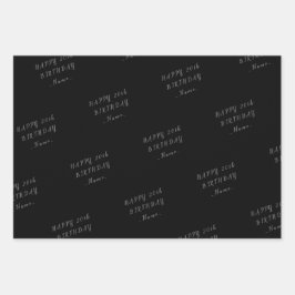 Zwarte Happy Birthday Inpakpapier Vel