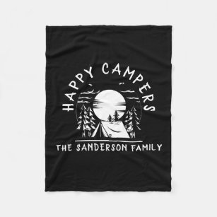 Zwarte Happy Campers Familienaam Camping Trip Fleece Deken