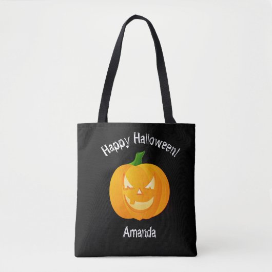Zwarte Happy Halloween boodschappentas Tote Bag (Voorkant)