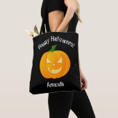Zwarte Happy Halloween boodschappentas Tote Bag (Dichtbij)
