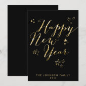 Zwarte Happy New Year Kaarten Goud Folie (Voorkant / Achterkant)