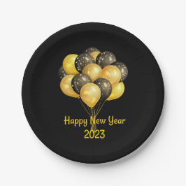 Zwarte Happy New Years 2023 papieren Borden Papieren Bordje