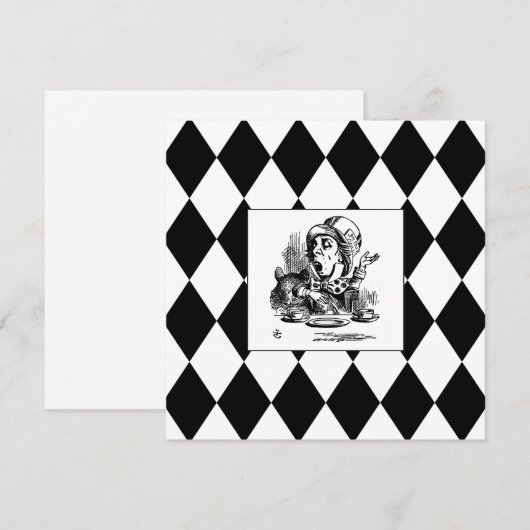 Zwarte Harlequin Blank Mad Hatter Square-kaart (Voorkant / Achterkant)