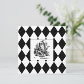 Zwarte Harlequin Blank Mad Hatter Square-kaart (Staand voorkant)