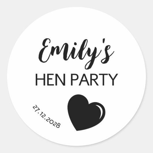 Zwarte Hart Bachelorette Krijgersfeest Ronde Sticker (Voorkant)