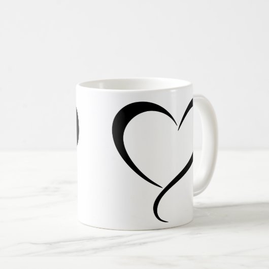 Zwarte-hart clipart illustratie koffiemok (Voorkant rechts)