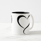 Zwarte-hart clipart illustratie tweekleurige koffiemok (Voorkant rechts)