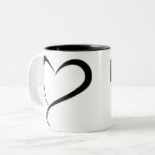 Zwarte-hart clipart illustratie tweekleurige koffiemok (Voorkant links)