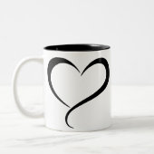 Zwarte-hart clipart illustratie tweekleurige koffiemok (Links)
