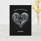 Zwarte Hart Gelukkige Valentijnsdag Vakantie Kaart (Gele Bloem)