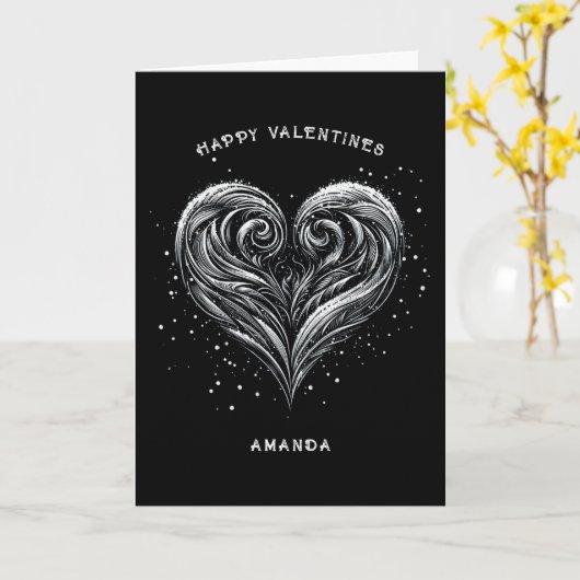 Zwarte Hart Gelukkige Valentijnsdag Vakantie Kaart (Gele Bloem)