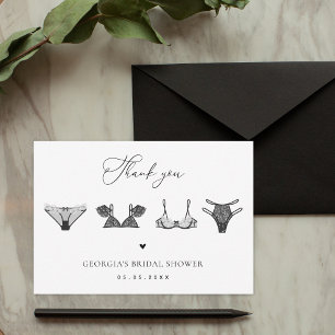 Zwarte Hart & Kanten Ondergoed Elegante Bruidsuitn Bedankkaart