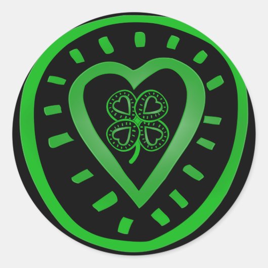 Zwarte Hart Klaver St Patrick's Day R Sticker (Voorkant)