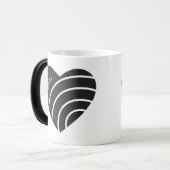 Zwarte Hart Met Ringen Monogram Magische Mok (Voorkant links)