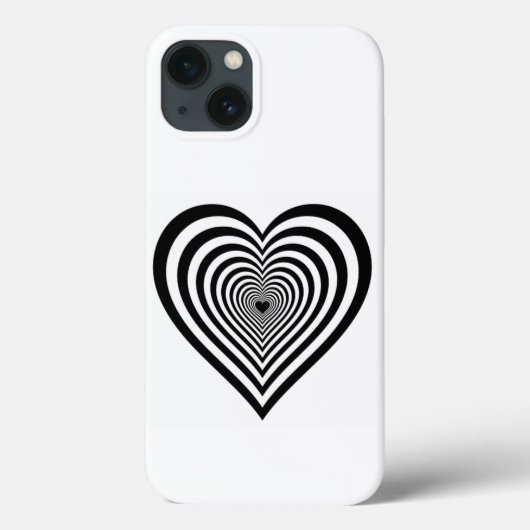 Zwarte Hart Optische Illusie iPhone Hoesje (Achterkant)