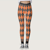 Zwarte Hart Oranje Harlekijn Leggings (Voorkant)