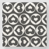 Zwarte Hart Patroon Bold Circle Stenen Onderzetter (Voorkant)