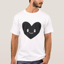 Zwarte hart vector T-shirt ontwerp met glimlach