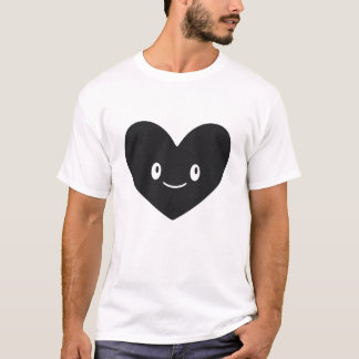 Zwarte hart vector T-shirt ontwerp met glimlach