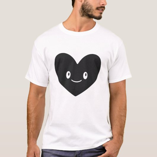 Zwarte hart vector T-shirt ontwerp met glimlach (Voorkant)