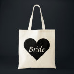 Zwarte hartbride tote bag<br><div class="desc">Deze gepersonaliseerde naam monogram schattige  canvas tas is het beste cadeauidee voor bruid en bruidsmeisje op bruiloften.</div>