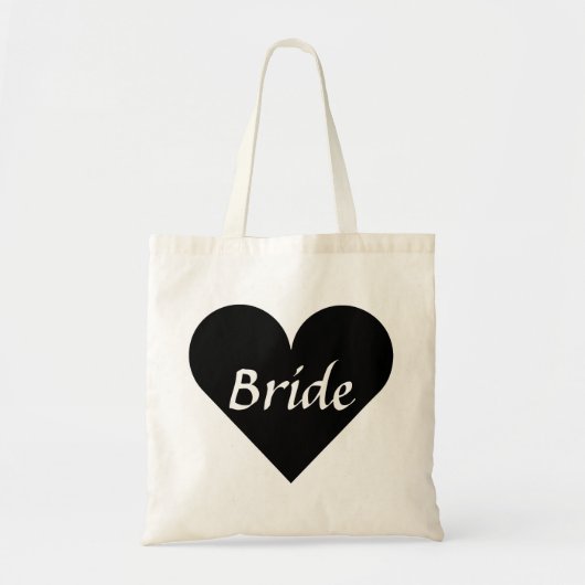 Zwarte hartbride tote bag (Voorkant)