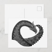 Zwarte hartdraak op wit briefkaart (Voorkant / Achterkant)