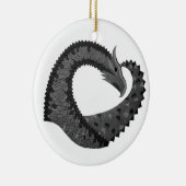 Zwarte hartdraak op wit keramisch ornament (Rechts)