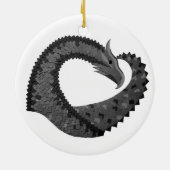 Zwarte hartdraak op wit keramisch ornament (Achterkant)