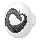 Zwarte hartdraak op wit keramische knop (Rechts)