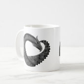 Zwarte hartdraak op wit koffiemok (Voorkant links)