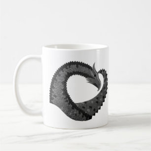 Zwarte hartdraak op wit koffiemok