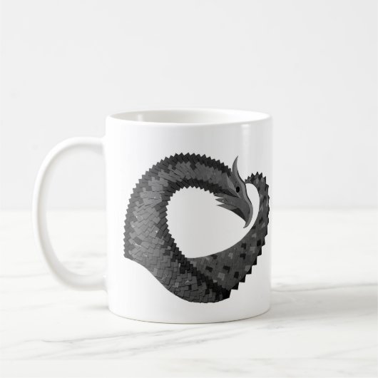 Zwarte hartdraak op wit koffiemok (Links)