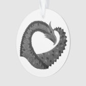 Zwarte hartdraak op wit ornament (voorkant)