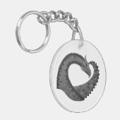 Zwarte hartdraak op wit sleutelhanger (Voorkant Links)
