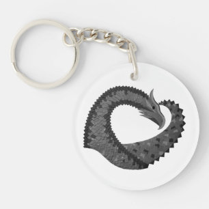 Zwarte hartdraak op wit sleutelhanger