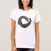 Zwarte hartdraak op wit t-shirt (Voorkant)