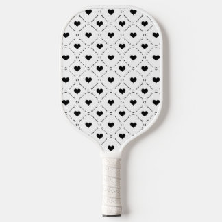 Zwarte Harten Geometrisch Raster Minimalistische C Pickleball Paddle