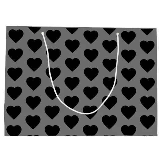 Zwarte harten geschenk tas groot cadeauzakje (Achterkant)