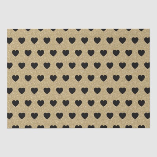 Zwarte harten, goudglitter Sparkles Tissuepapier (Voorkant)