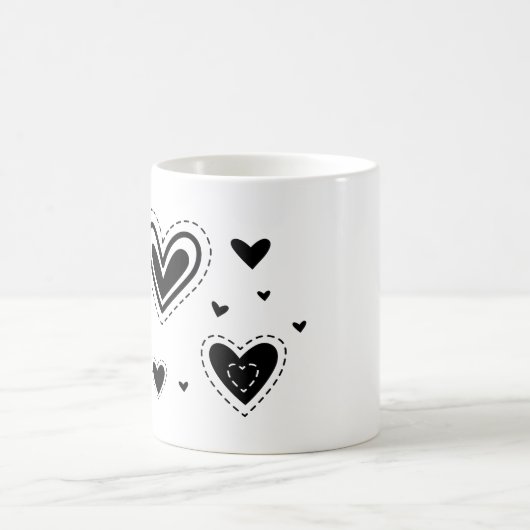 Zwarte harten, meerdere hart Design Koffiemok (Center)