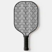 Zwarte harten op de zilverpicklebalpeddel pickleball paddle (Voorkant)