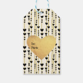 Zwarte harten op gouden snaren cadeaulabel (Achterkant)