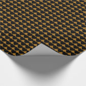 Zwarte harten op matte goud cadeaupapier (Hoek)