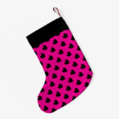 Zwarte harten op roze kleine kerstsok (Achterkant (Hangend))