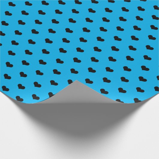 zwarte harten op verpakkingspapier voor aqua cadeaupapier (Hoek)